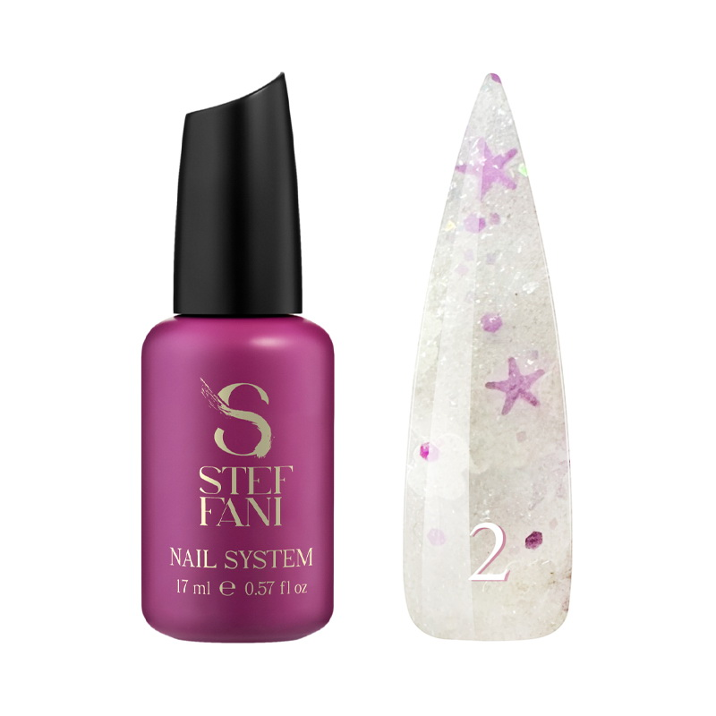 ТОП ДЛЯ ГЕЛЬ-ЛАКУ БЕЗ ЛІПКОГО ШАРУ STEFFANI TOP STAR 02 З ФІЛЬГОВАНІМ ДЕКОРОМ. 9 ml