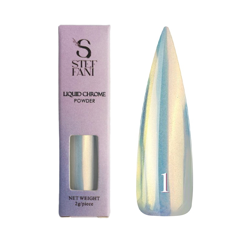 РІДКА ВТИРАННЯ ДЛЯ НІГТІВ STEFFANI LIQUID CHROME POWDER 01. ЗОЛОТО. 2 Г