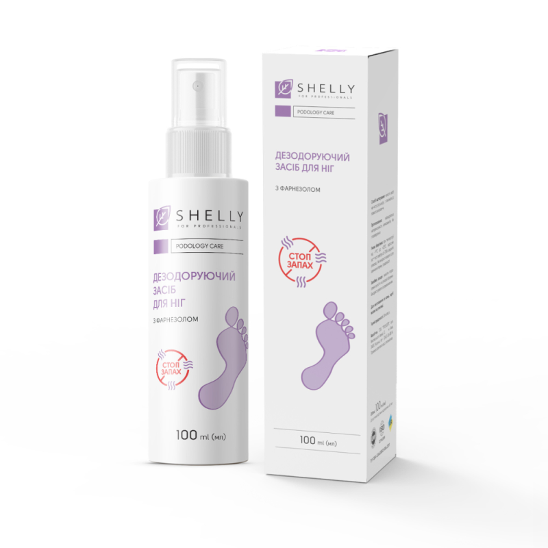 ДЕЗОДОРУЮЧИЙ ЗАСІБ ДЛЯ НІГ ПРОЛОНГОВАНОЇ ДІЇ З ФАРНЕЗОЛОМ SHELLY 100 МЛ